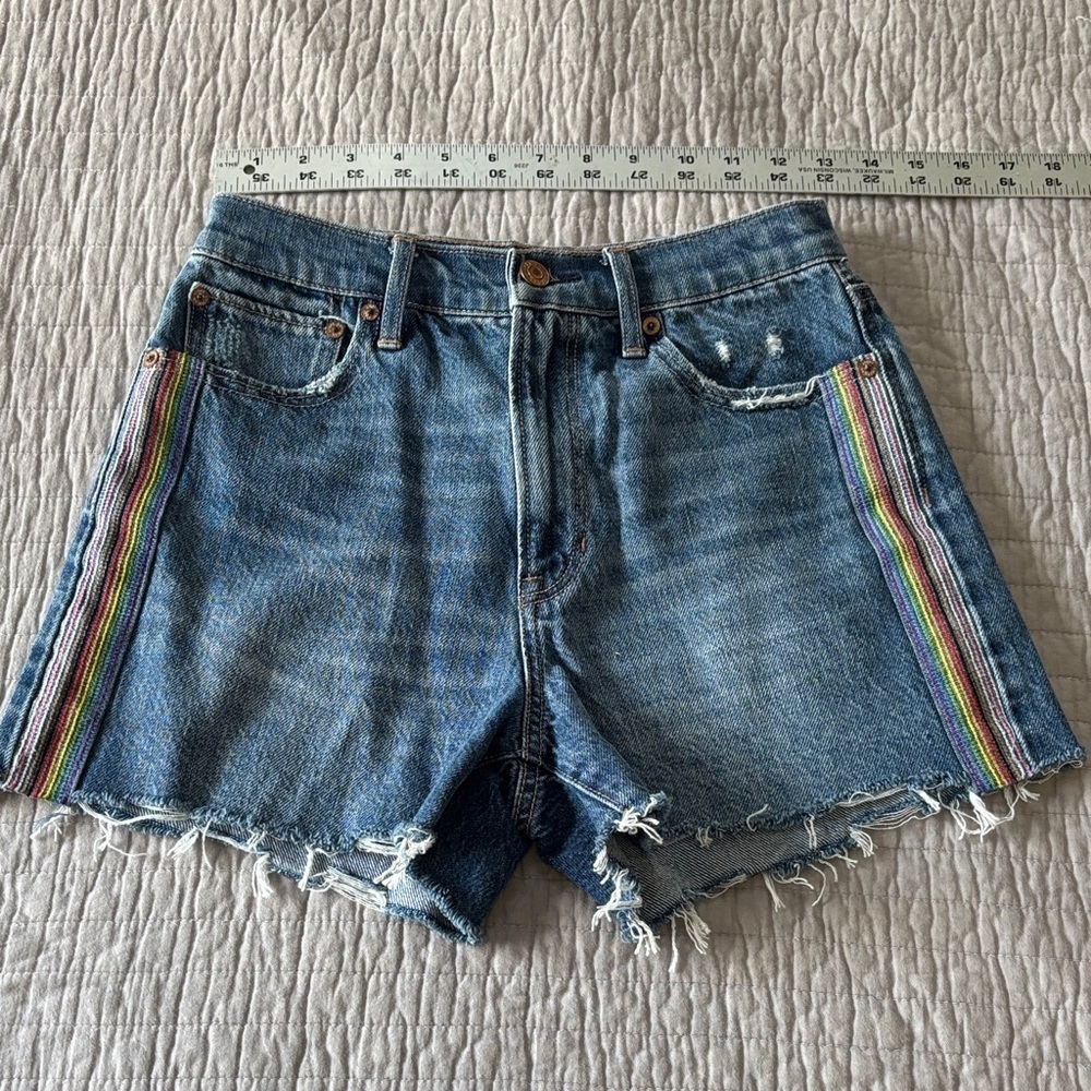 AE Rainbow Stripe Women Super Short Shorts